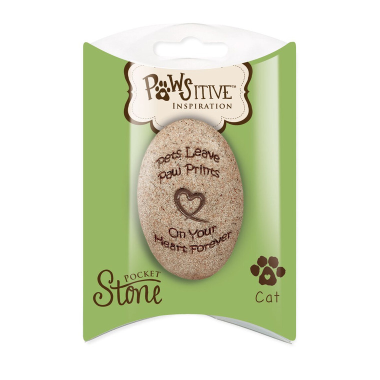 CAT Memorial Pocket Stone Paw Prints on My Heart 49720C