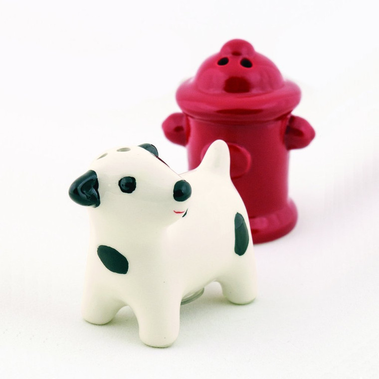 Dog at Hydrant Ceramic Salt & Pepper Shakers 90187