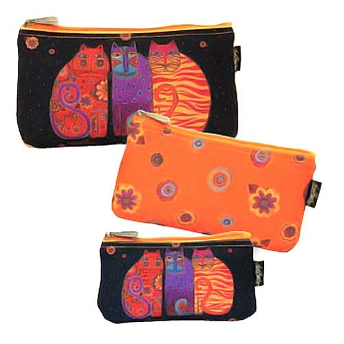 Laurel Burch Feline Friends 3 BAG SET Cosmetic Bags LB5334