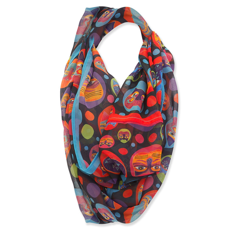Laurel Burch Colorful Dottie Cats Artistic Infinity Scarf – LBI225