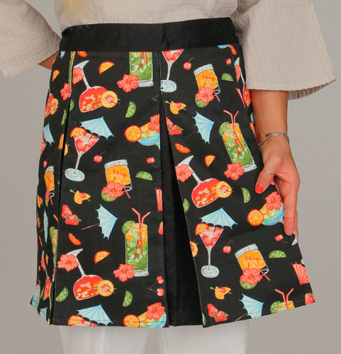 Apron "Tropical Cocktails" Pleated Fabric Hostess Style - 73617