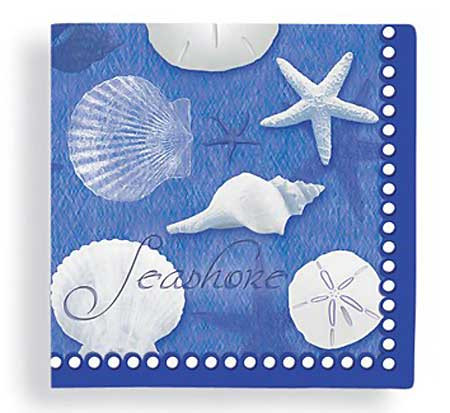 Blue Water Shells Paper Cocktail Napkins 15-150