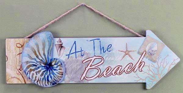 At the Beach Wood Sign 22400B