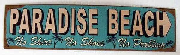 Tropical Tin Sign "Paradise Beach" - 29510C