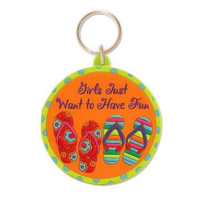 Flip Flops Key Ring Key Chain "Girls Just Want to Have Fun" - 805-96