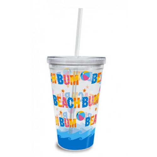 Insulated Tumbler Beach Bum with Lid & Straw 814-97