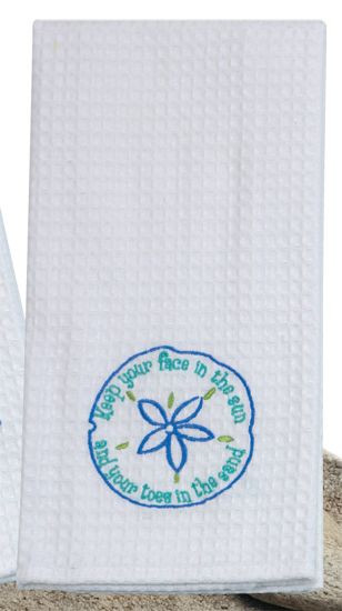 Sand Dollar Beach Theme Waffle Weave Kitchen Towel - A8710