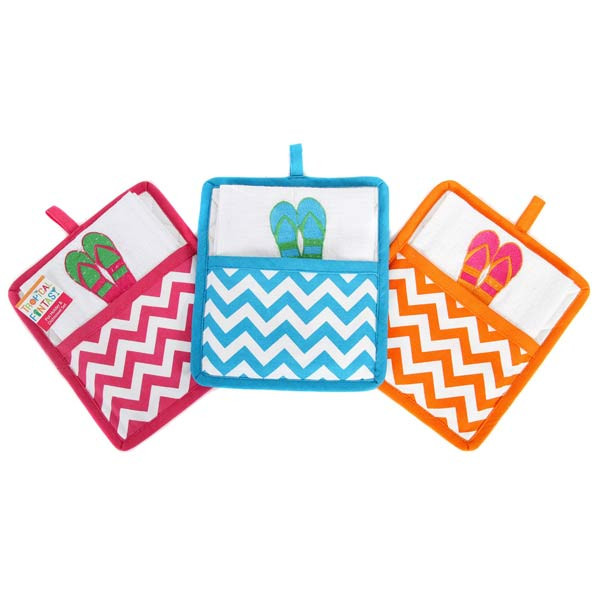 Tropical Fantasy Flip Flop Pot Holder & Towel Set 60802