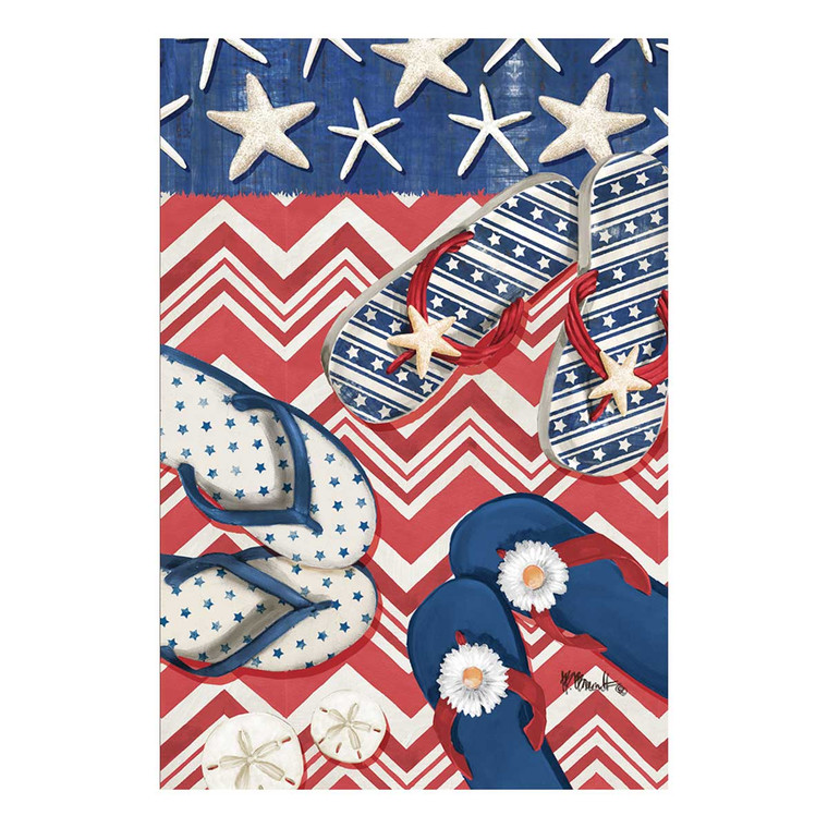 Patriotic Flipflops Starfish Stripes Garden Flag - 119864
