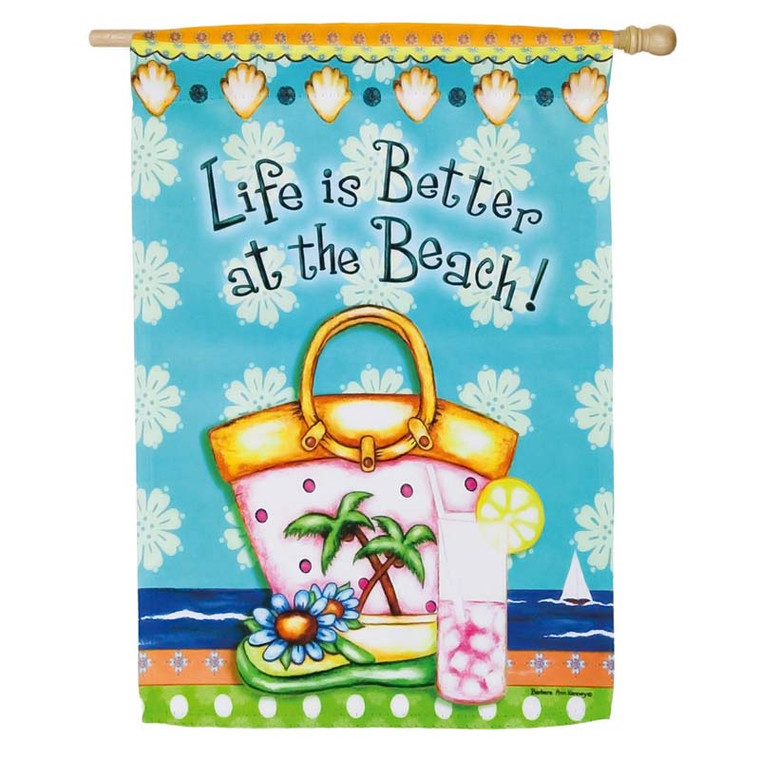 Life is Better at Beach Summer House Flag 28" x 41" - 13S3412