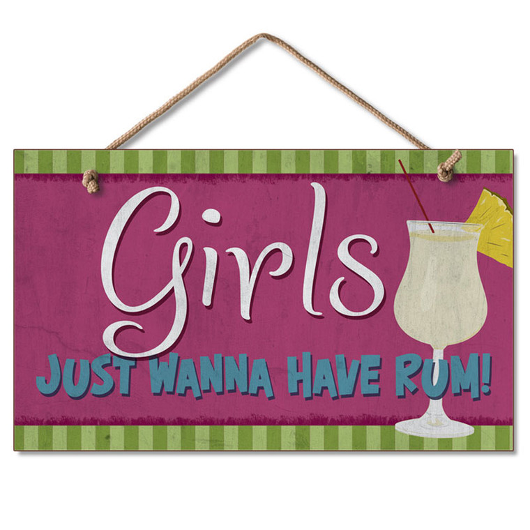 Wood Beach Sign "Girls just wanna have Rum!" - 41-00812