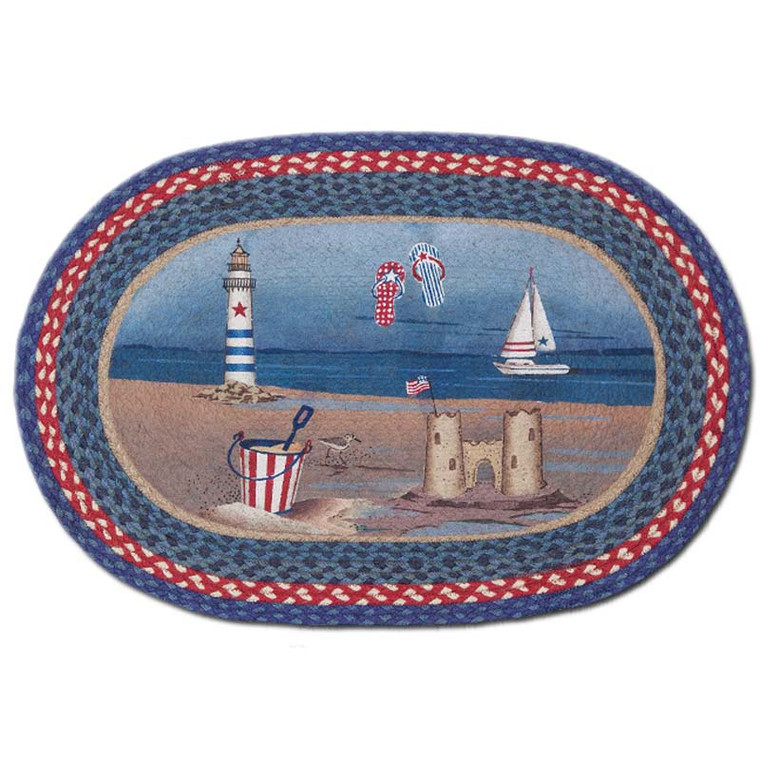 American Coast 20x30 Hand Printed Oval Braided Floor Rug OP-435