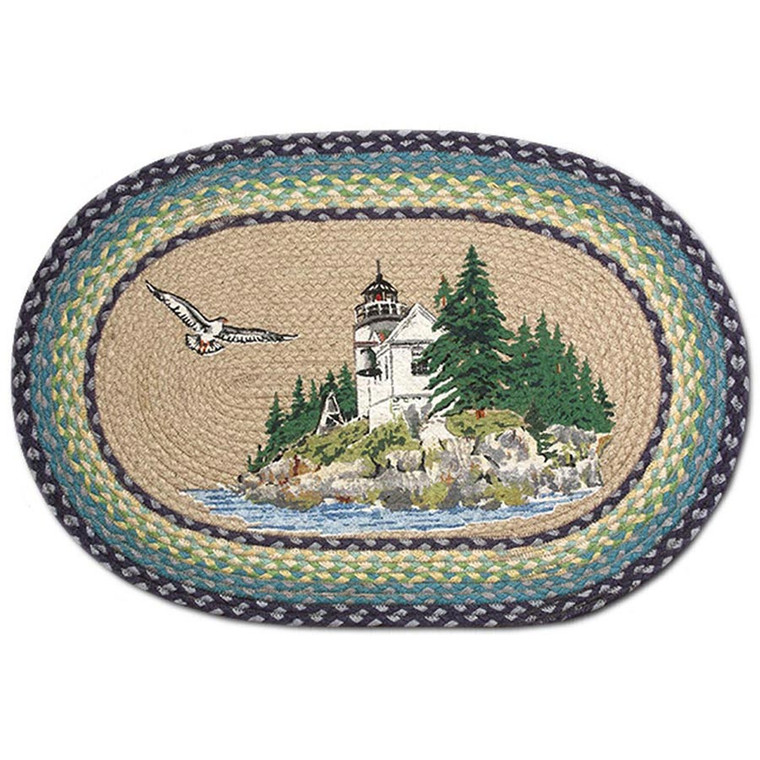 Lighthouse Bass Harbor Oval Patch Rug 20"x30"by Earth Rugs OP-311