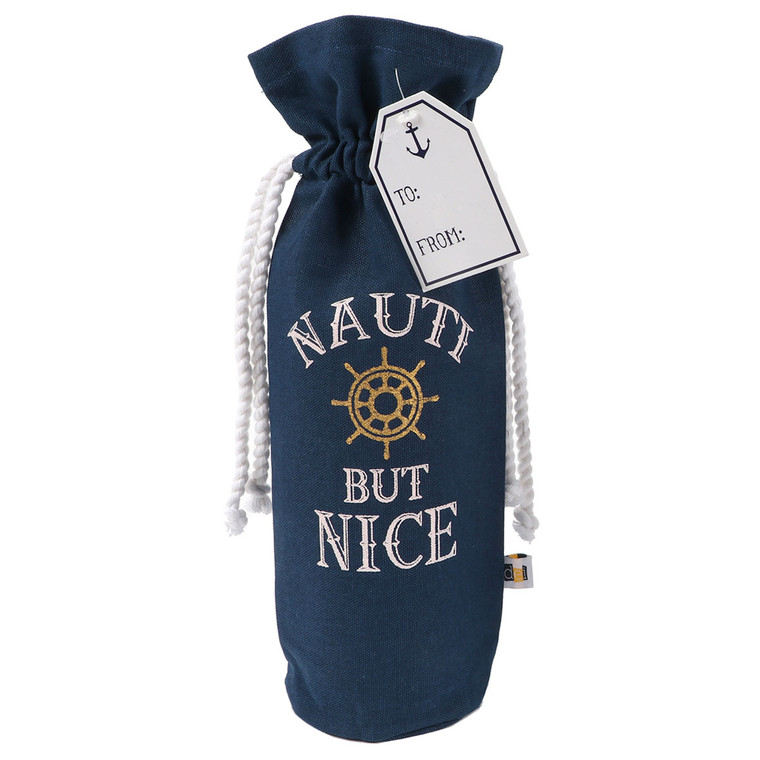 Nautical Wheel Cotton Canvas Wine Tote Bag 20504W