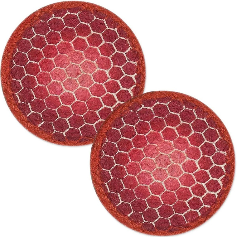 Matching Red/Orange Turtle Shell Table Trivets - SET OF TWO - 7" - H-002-7