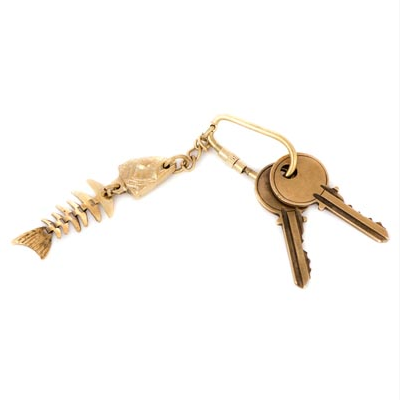 BRASS FISH BONES KEY RING K-1863