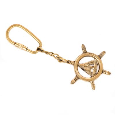 SHIP WHEEL SAILBOAT KEY RING K-1861