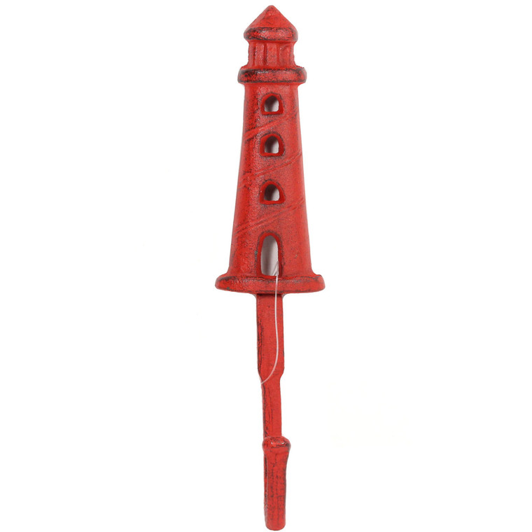 Red Lighthouse Wall Hook - 7 1/2 Inch High - H-4627