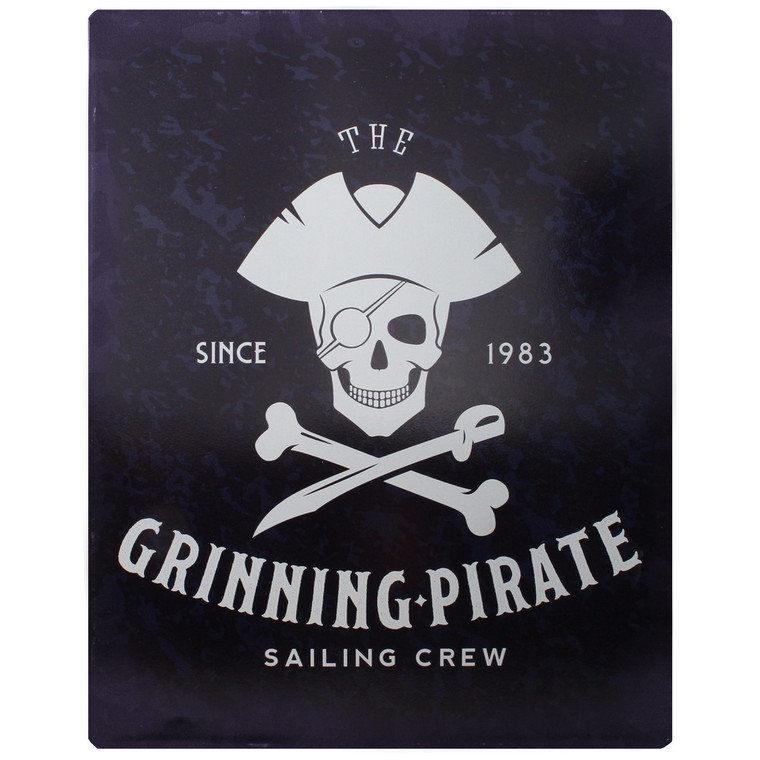 Metal Grinning Pirate Sign - About 14" Tall - W8735