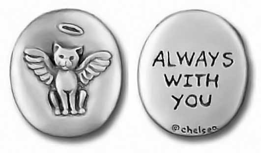 Cat Pewter Pocket Memory Token that says "Always With You"