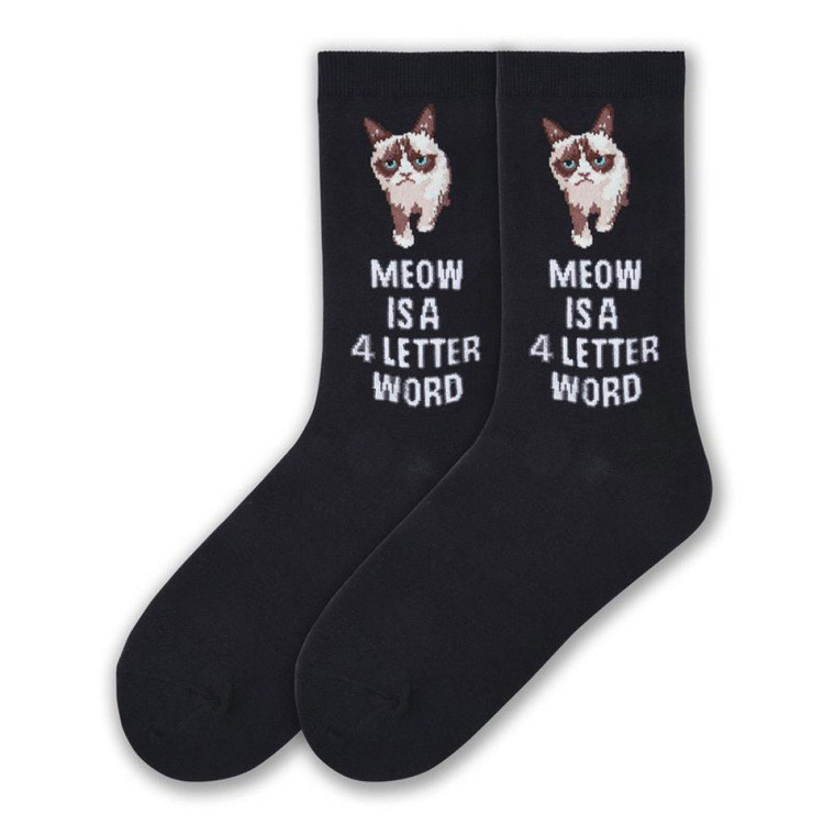 Women's Grumpy Cat Black Meow is a Four Letter Word