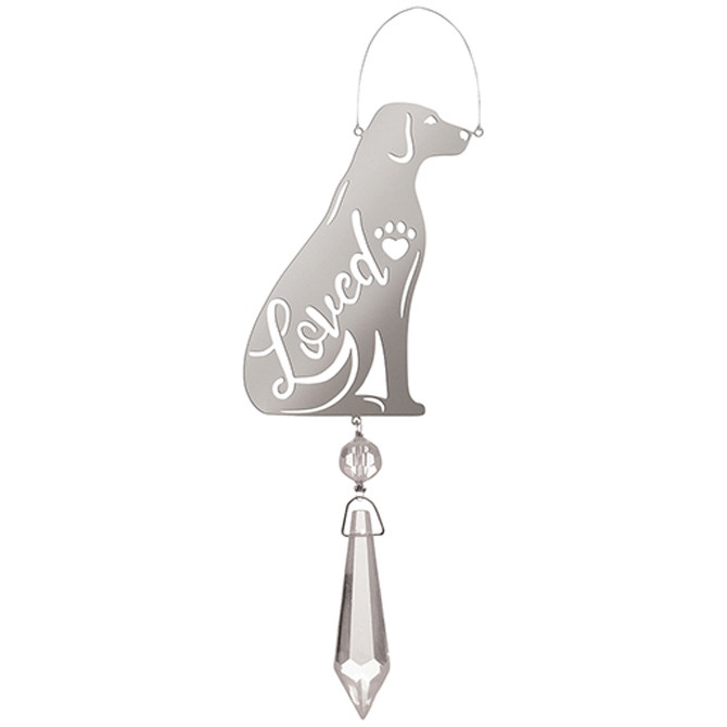 Loved Dog Crystal Prism Drop Charm 4x2 Hanging Accent 10825