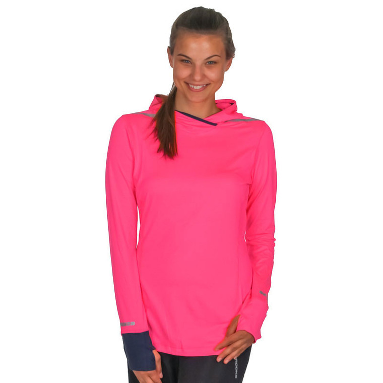 Brooks Running Women's Brite Pink Hoodie Long Sleeve Pullover Top