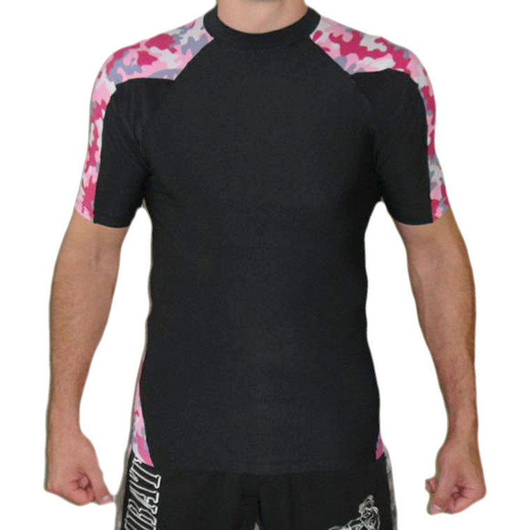 Pink Camouflage Short Sleeve Rash Guard