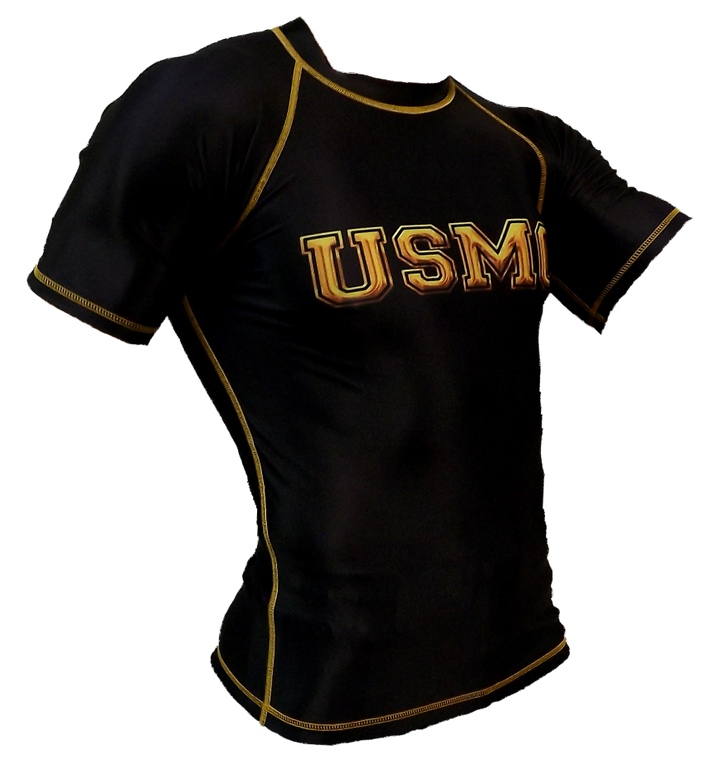 Black and Gold USMC Rash Guard