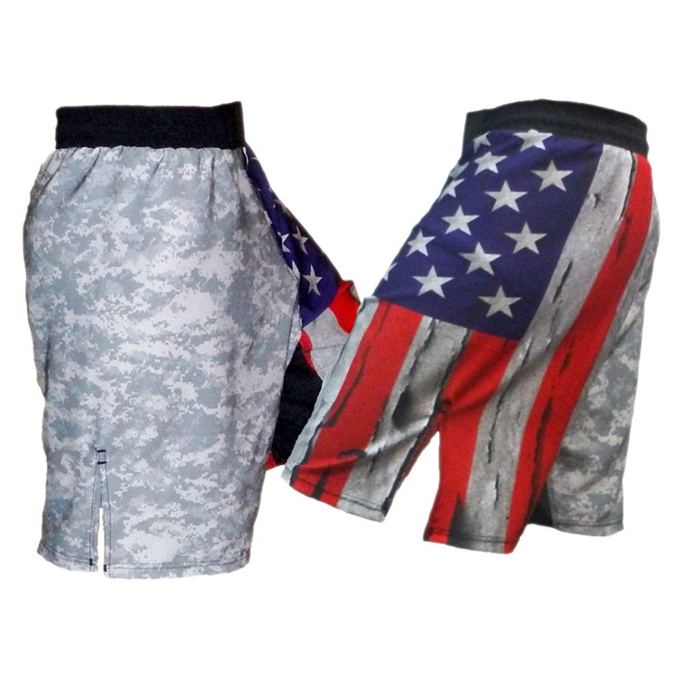 Distressed USA Flag and ACU MMA Shorts