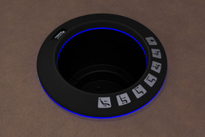 Black Cupholder w/ Power Footrest, Headrest, Lumbar, Light, & USB