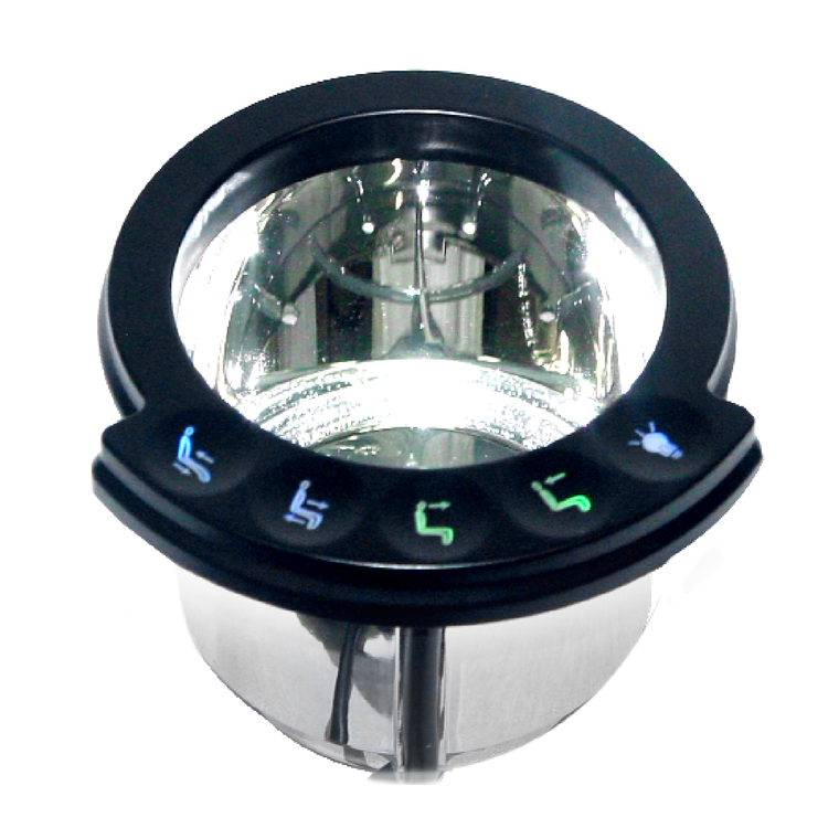 Integrated Cup Holder with 5 Buttons for Power Recline, Head Rest, and Light