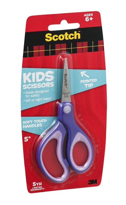 7100243524 Scotch Kids 5 inch Scissors 1442P, Soft Grip, Pointed, 6+