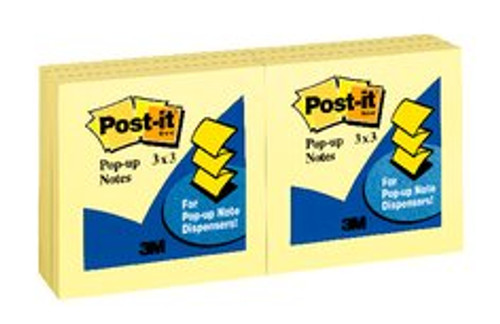 Post-it® Dispenser Pop-up Notes R330-YW, 3 in x 3 in, (7.62 cm x 7.62 cm), Canary Yellow