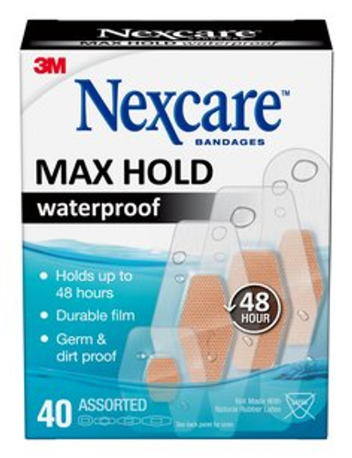 Nexcare™ Max Hold Waterproof Bandages MHW-40-NI, Assorted, 40 ct, Value Pack