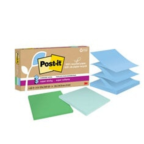 Post-it® Super Sticky Recycled Pop-up Notes R330R-6SST, 3 in x 3 in (76 mm x 76 mm)