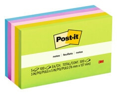 Post-it® Notes 655-5UC, 3 in x 5 in (76 mm x 127 mm) Jaipur colors