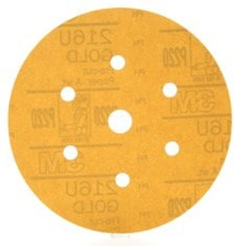 3M™ Hookit™ Gold Disc Dust Free 216U 01078, 6 in, P220, 100 Discs/Carton, 4 Cartons/Case