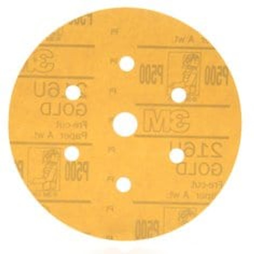 3M™ Hookit™ Gold Disc Dust Free 216U 01072, 6 in, P500, 100 Discs/Carton, 4 Cartons/Case