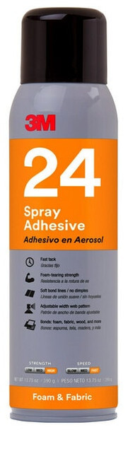 3M™ Foam and Fabric Spray Adhesive 24, Orange, 16 fl oz Can (Net Wt 13.8
oz), 12/Case, NOT FOR SALE IN CA AND OTHER STATES