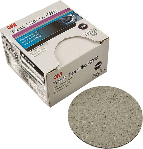 7100312165 3M Trizact Hookit Foam Abrasive Disc 02096, 3000, 5 in (127 mm), 15 Discs/Carton, 4 Cartons/Case