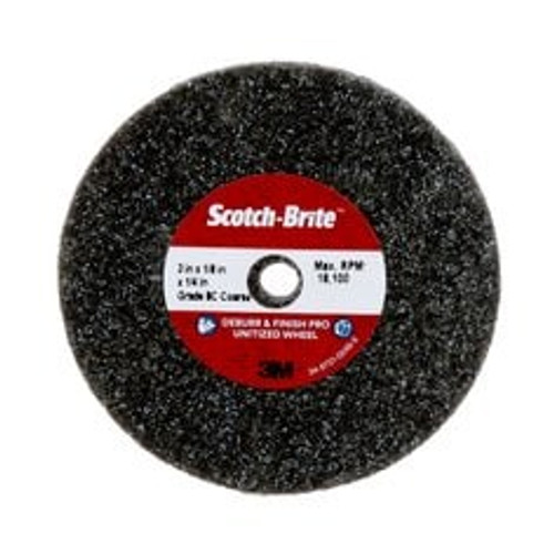 Scotch-Brite™ Deburr & Finish Pro Unitized Wheel, DP-UW, 8C Coarse+, 3 in x 1/8 in x 1/4 in, 40 ea/Case