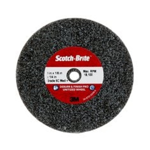 Scotch-Brite™ Deburr & Finish Pro Unitized Wheel, DP-UW, 6C Medium+, 3 in x 1/8 in x 1/4 in, 40 ea/Case