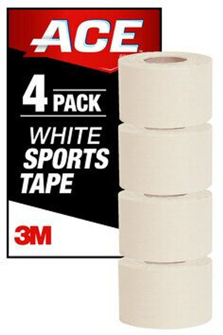 7100207209 ACE Sports Tape 207464, 4 pack, 1.5 in x 360 in (10 yd) in (3.81 cm x 9.14 m) White Tape