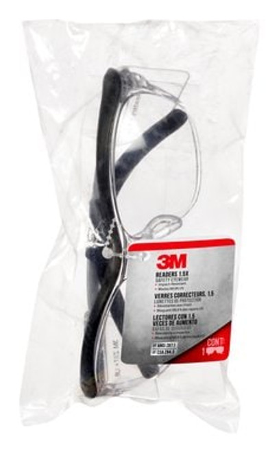 3M™ Readers Safety Glasses 91191H1-C, +1.5 Blk Frm, Clr Lens