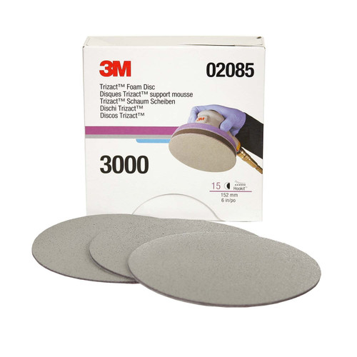 7100311882 3M Trizact Hookit Foam Abrasive Disc 02085, 3000, 6 in (152 mm), 15 Discs/Carton, 4 Cartons/Case
