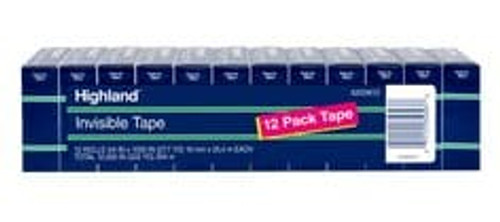 Highland™ Invisible Tape 6200K12, 3/4 in x 1000 in (19 mm x 25,4 m), 12
Pack