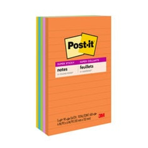 Post-it® Super Sticky Notes 660-5SSUC, 4 in x 6 in (101 mm x 152 mm)