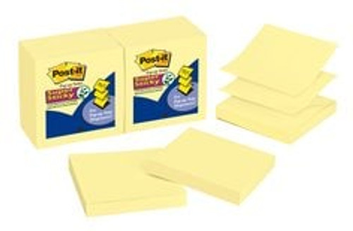 Post-it® Super Sticky Dispenser Pop-up Notes R330-12SSCY, 3 in x 3, Canary Yellow, 90 sht/pad, 12 pad/pk