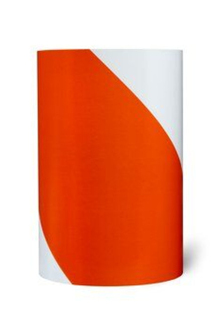 7010417224 3M Advanced Flexible Engineer Grade Pre-Striped Barricade Sheeting 7336L Orange/White, 6 in stripe/left, 7.75 in x 50 yd